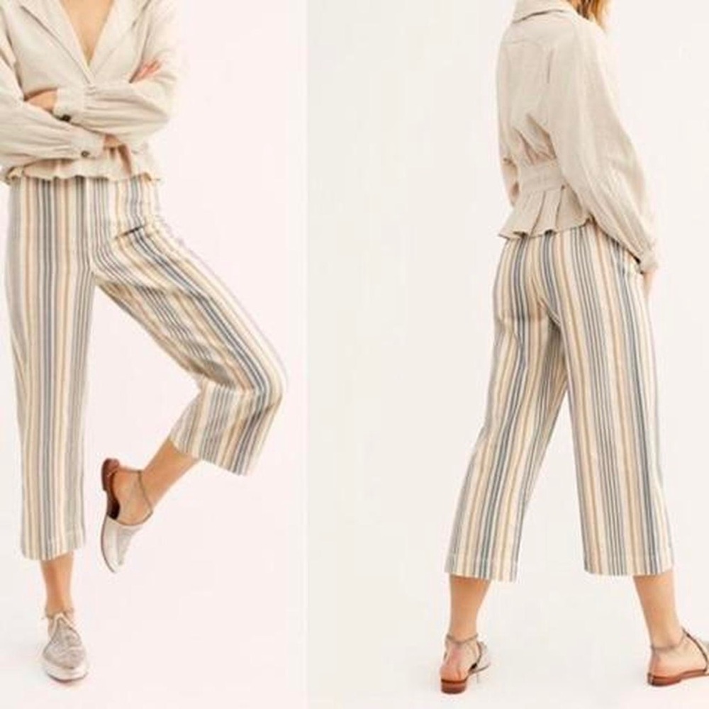 Free People pinstripe cropped wide leg pants